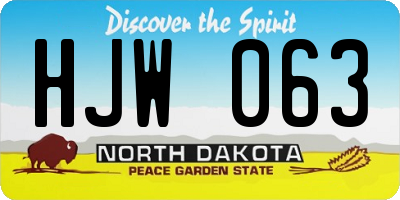 ND license plate HJW063