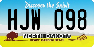 ND license plate HJW098