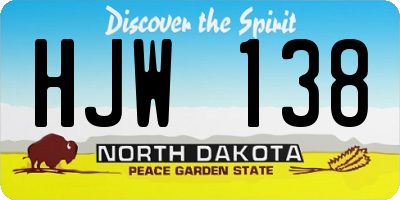 ND license plate HJW138