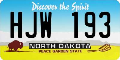 ND license plate HJW193