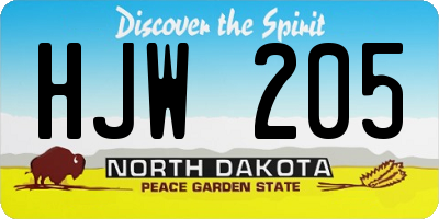 ND license plate HJW205