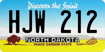 ND license plate HJW212