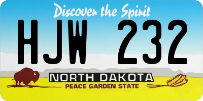 ND license plate HJW232