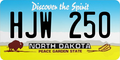 ND license plate HJW250