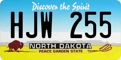 ND license plate HJW255
