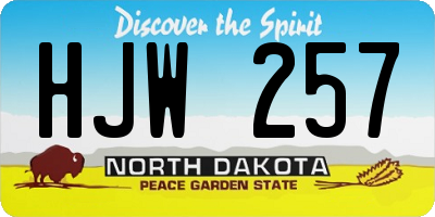 ND license plate HJW257