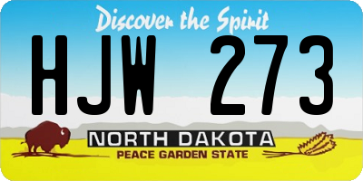 ND license plate HJW273