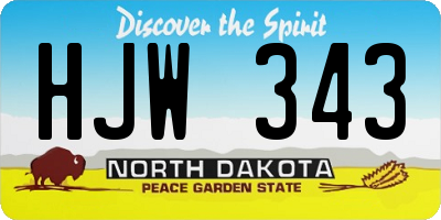 ND license plate HJW343