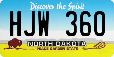 ND license plate HJW360