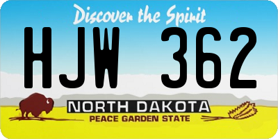 ND license plate HJW362
