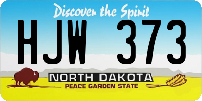 ND license plate HJW373
