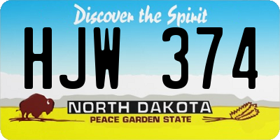 ND license plate HJW374