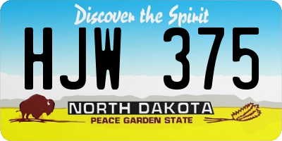 ND license plate HJW375
