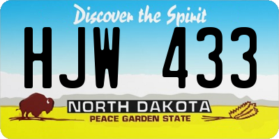 ND license plate HJW433