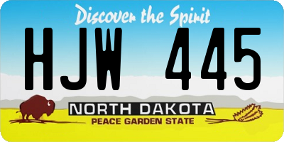ND license plate HJW445