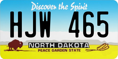 ND license plate HJW465