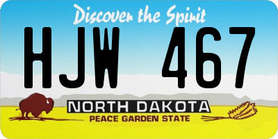 ND license plate HJW467