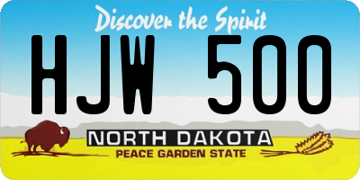 ND license plate HJW500