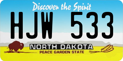 ND license plate HJW533