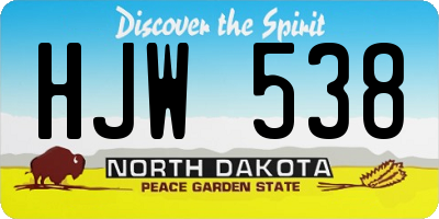 ND license plate HJW538