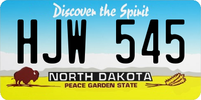 ND license plate HJW545