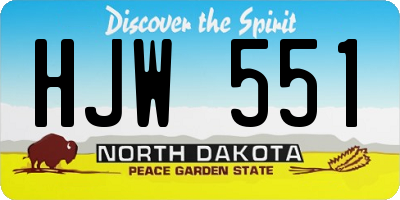ND license plate HJW551
