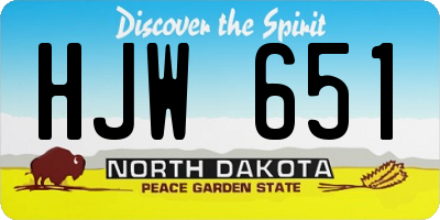 ND license plate HJW651