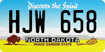 ND license plate HJW658