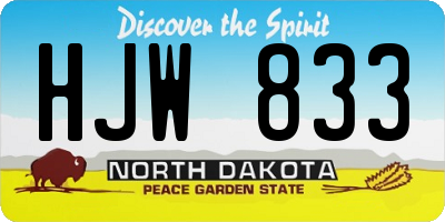 ND license plate HJW833