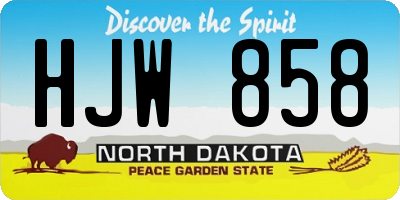 ND license plate HJW858
