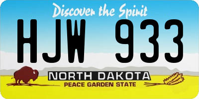 ND license plate HJW933