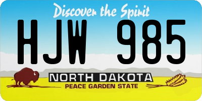 ND license plate HJW985