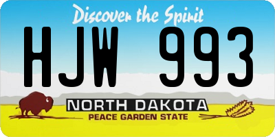 ND license plate HJW993