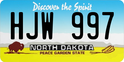 ND license plate HJW997