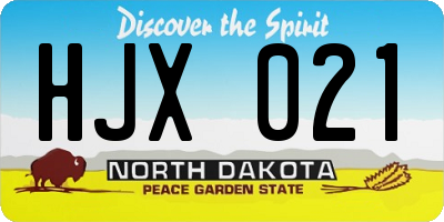 ND license plate HJX021