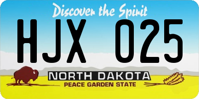 ND license plate HJX025