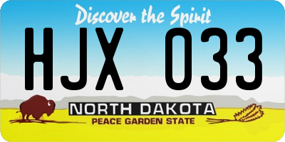 ND license plate HJX033