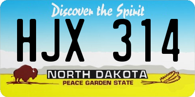 ND license plate HJX314