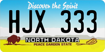 ND license plate HJX333