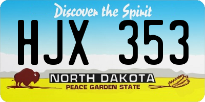 ND license plate HJX353