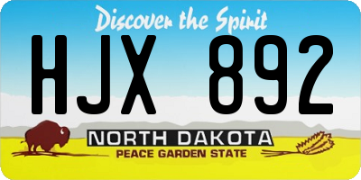 ND license plate HJX892