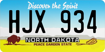 ND license plate HJX934