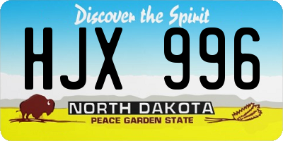 ND license plate HJX996