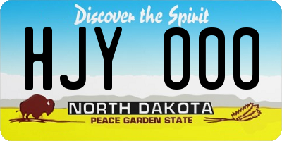 ND license plate HJY000