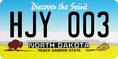 ND license plate HJY003