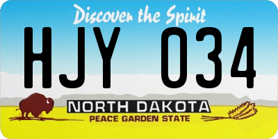 ND license plate HJY034