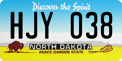 ND license plate HJY038