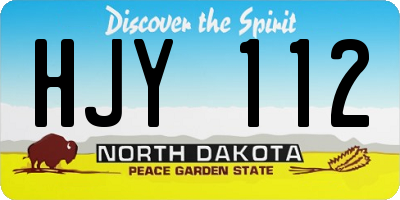 ND license plate HJY112