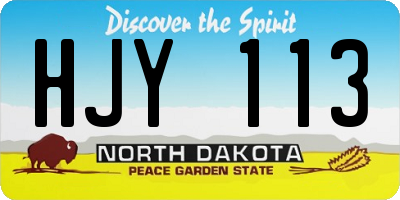 ND license plate HJY113