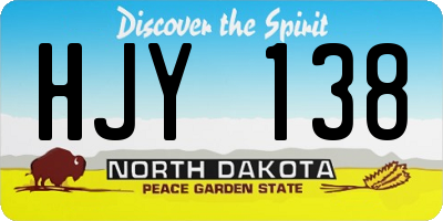 ND license plate HJY138